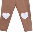 thumbnail image 3 of Girls Thin Casual Leggings Heart Patches on Knees Elastic Waist Soft Sports Pants Kids Fashion Daily Wear Stretchy Long Bottom Trousers Coffee 7-8 Years, 3 of 4
