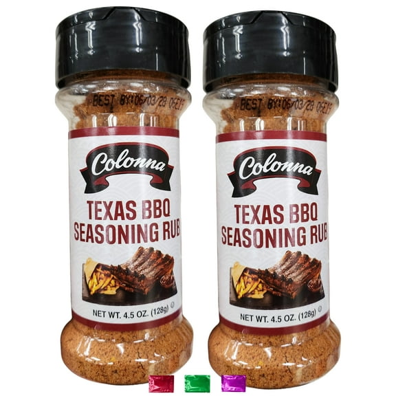Colonna Texas BBQ Seasoning Rub Powder 4.5 Oz Shaker Bottle 2 Pack, Authentic Texas-Style Barbecue Spice Blend for Grilling Ribs Brisket Chicken with Snoep in Beperkte Oplage