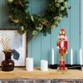thumbnail image 6 of KALLORY Christmas Soldier Decor: 38cm Tall Wooden Nutcracker Puppet Figure - Classic Red New Year Figurine for Windowsill Festive Table Centerpieces, 6 of 10