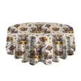 thumbnail image 5 of Beige Highland Cow Sunflower Basket Pattern Round Tablecloth 60"x60",Wrinkle Wipeable Table Cloth for Kitchen Dining Room Picnic Patio Party, 5 of 6