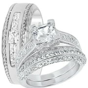 LaRaso & Co Wedding Ring Sets His and Hers Couples Women Men Sterling Silver Wedding Bands 6/8