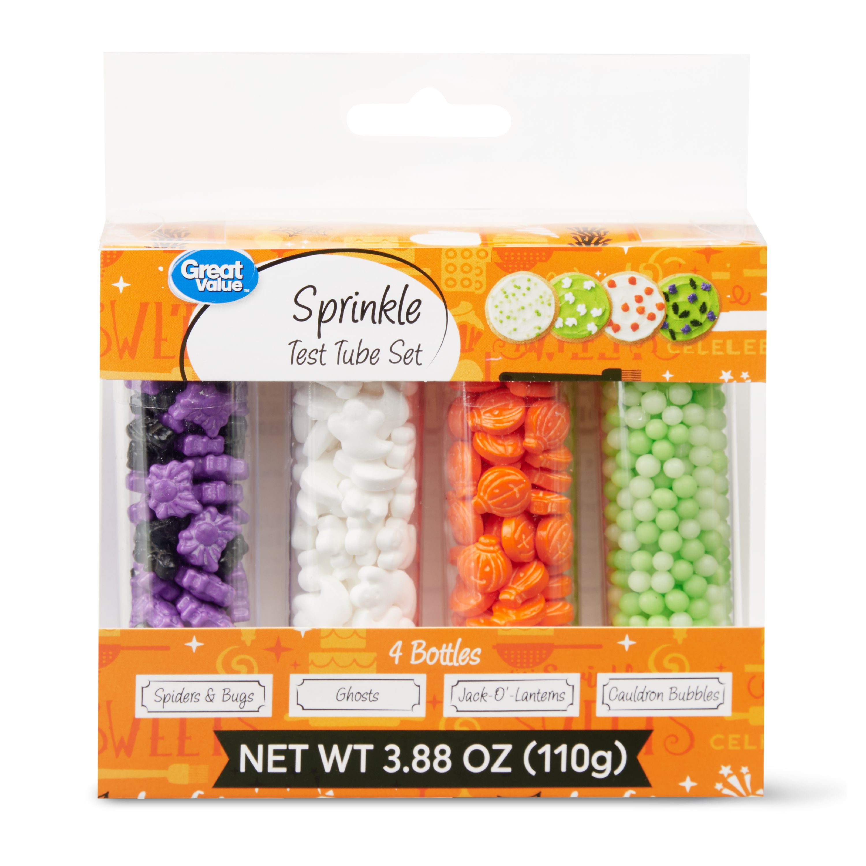 Great Value Halloween Sprinkle Test Tube Set, 3.88 oz, 4 Count