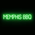 thumbnail image 1 of SpellBrite MEMPHIS BBQ LED Sign for Business. 39.8" x 6.3" Green MEMPHIS BBQ Sign Has Neon Sign Look With Energy Efficient LED Light Source. Visible from 500+ Feet, 8 Animation Settings., 1 of 4