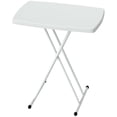 thumbnail image 1 of Portable Folding Patio Side Table, 6-Level Adjustable Height Outdoor Bistro Table with HDPE Top and Metal Frame, 29.9"L x 19.7"W White Table for Balcony, Garden, Poolside, 1 of 7