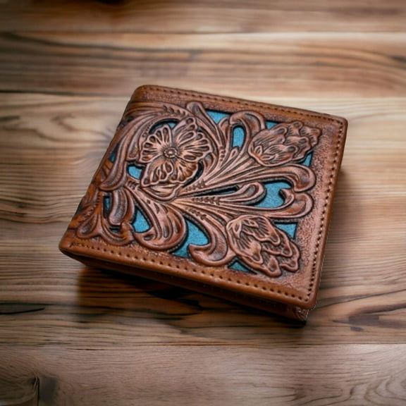 Classic Floral Leather Cowboy Wallet