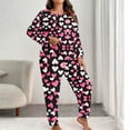 thumbnail image 7 of FDGIU ‌‌‌‌Women's Heart Print Pajamas Plus Size - Long Sleeve Button Up & Pants Comfy Sleepwear Set, 7 of 7