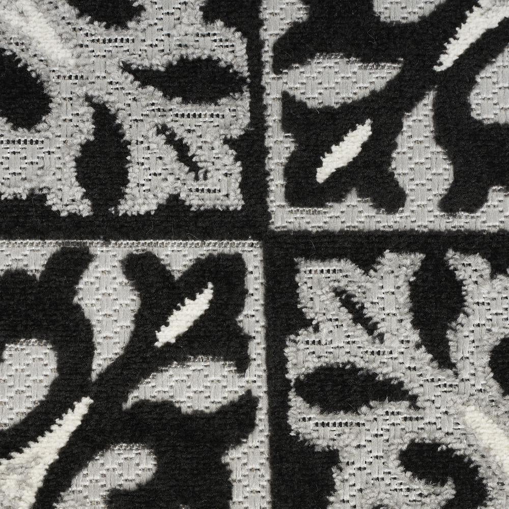 Nourison Aloha Indoor/Outdoor Black White 6' x 9' Area Rug, (6x9)