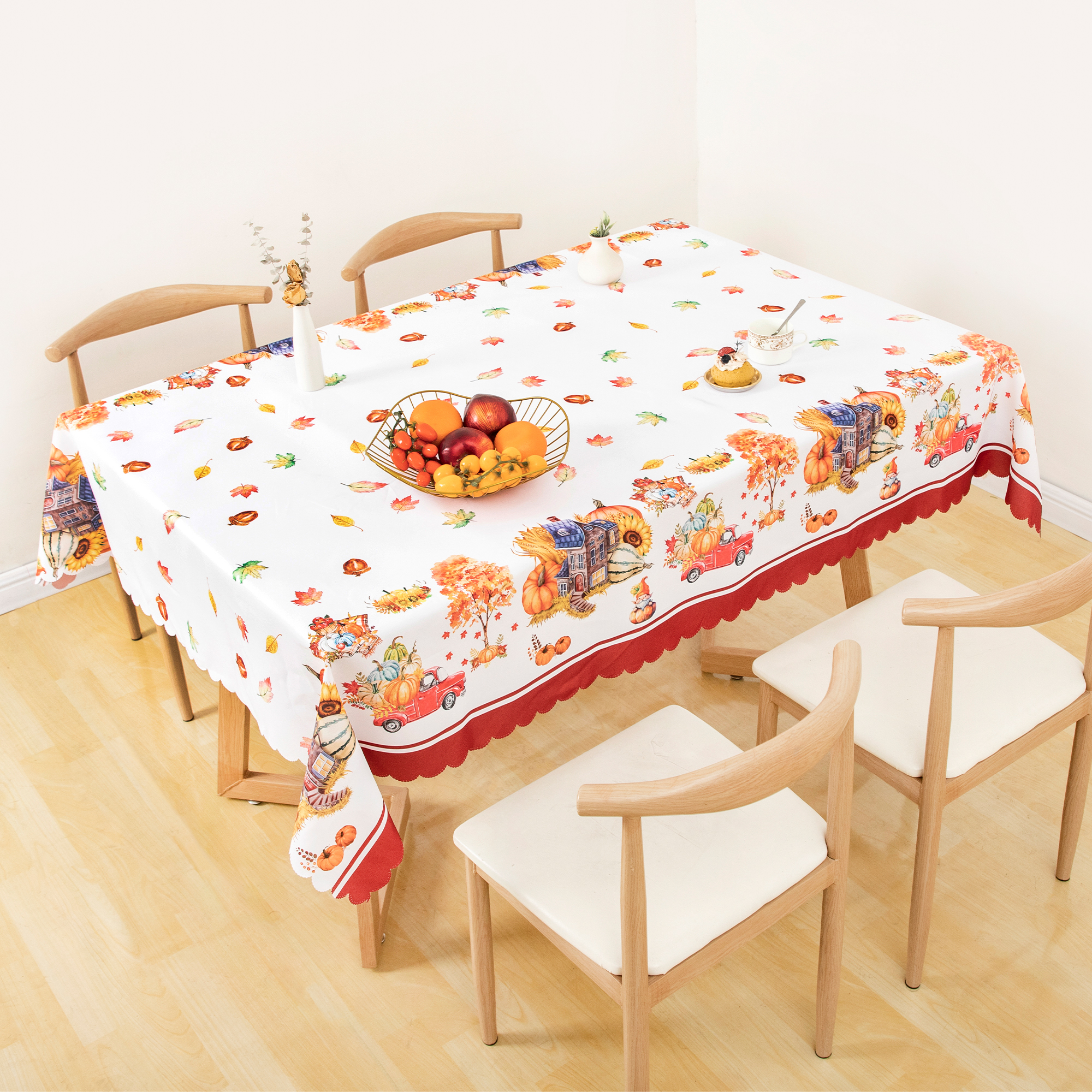 RAY STAR Large Christmas Table Cloth for Rectangle Table 60x120 Polyester Machine Washable Table Cloths, Thick Can not See Through Heavy Duty Tablecloth