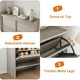 thumbnail image 4 of Garvee Wooden Shoe Cabinet with 4 Flip Drawers, Adjustable Shelf, 37.2 x 10.3 x 36.6",Grey, 4 of 7