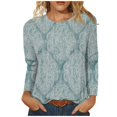 thumbnail image 1 of Blusa superior casual de manga larga con cuello redondo y estampado de moda para mujer azul claro / 5XL, 1 of 6