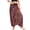 Burgundy, variant on Women's Baggy Boho Yoga Pants Jumpsuit Floral Printed Jumper Romper Smocked Waist Drawstring Gypsy Pant Bohemian Hippie Bloomer Balloon Black One Size