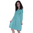 thumbnail image 4 of Moomaya Womens Full Sleeves Gathered Waist Dress Casual Relaxed Fit Swing Dresses w/ Pockets, 4 of 8
