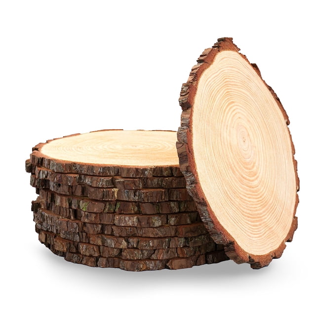 Rodajas de Madera Rústica Rustic Wood Slices Inc. 33-36 cm Juego de 10