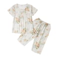 thumbnail image 4 of Gunia Womens Capri Pajama Sets Floral Print Pajama Short Sleeve Top And Cropped Pants Summer Soft Comfy Nightwear Outfit Women'S Pajama Sets Sleepwear Pjs L-2Xl, 4 of 5