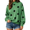 thumbnail image 2 of WCJM Women Oversized Mock Neck Pullover Drop Shoulder Long Sleeve Graphic Print Loose Sweatshirt Casual Fall Top, 2 of 4