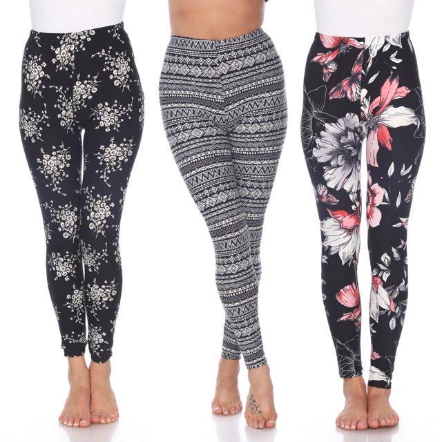 White Mark Leggings de Vacances Doux et Extensibles pour Femmes, Lot de 3