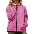 thumbnail image 5 of Ghalytn Women's Packable Hooded Rain Jacket with Arm Zipper Pocket, Waterproof Windproof Lightweight Travel Coat, 5 of 9