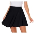 thumbnail image 2 of Women Casual Mini Stretch Waist Flared Plain Pleated Skater Skirt (Medium, Black), 2 of 7