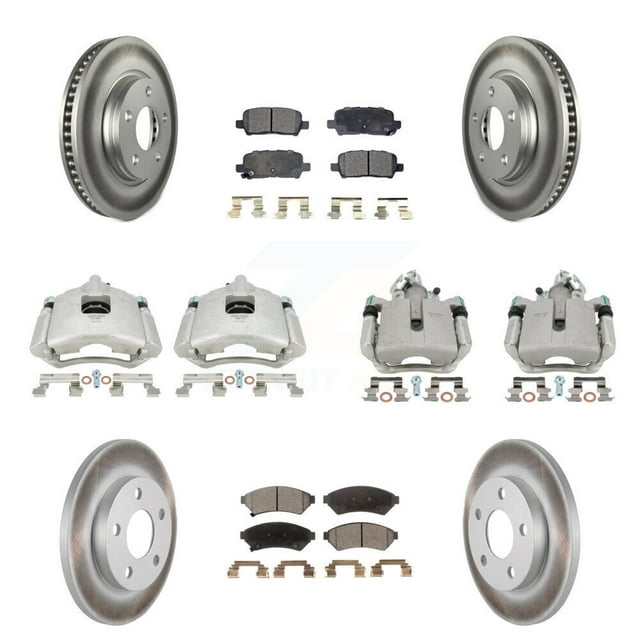 Transit Auto Front Rear Disc Brake Caliper Coated Rotors and Semi-Metallic Pads Kit (10Pc) for Car Buick LaCrosse Pontiac Grand Prix Allure KCG-100994P