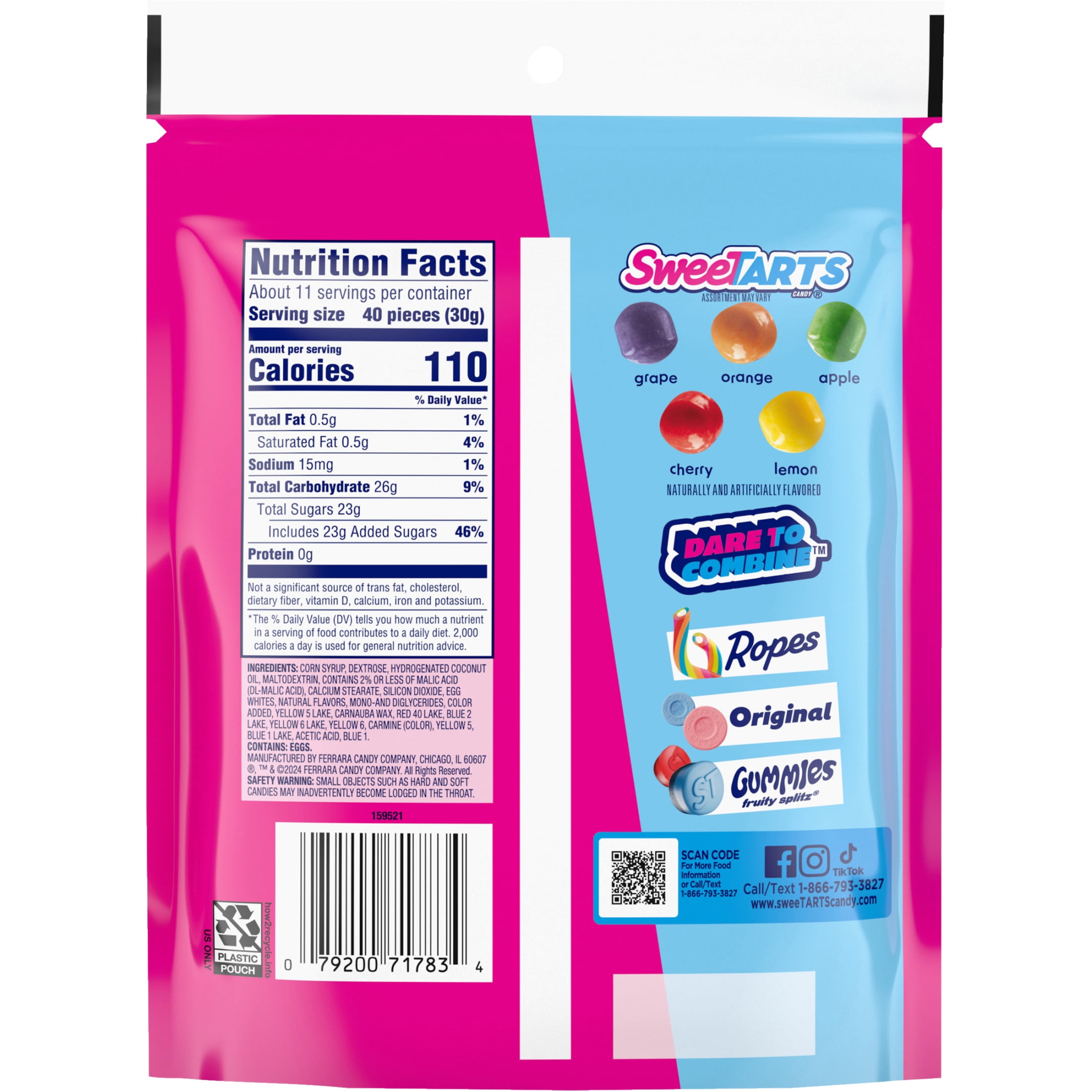 SweeTARTS Mini Chewy, Candy, Mixed Fruit, 12 oz Bag