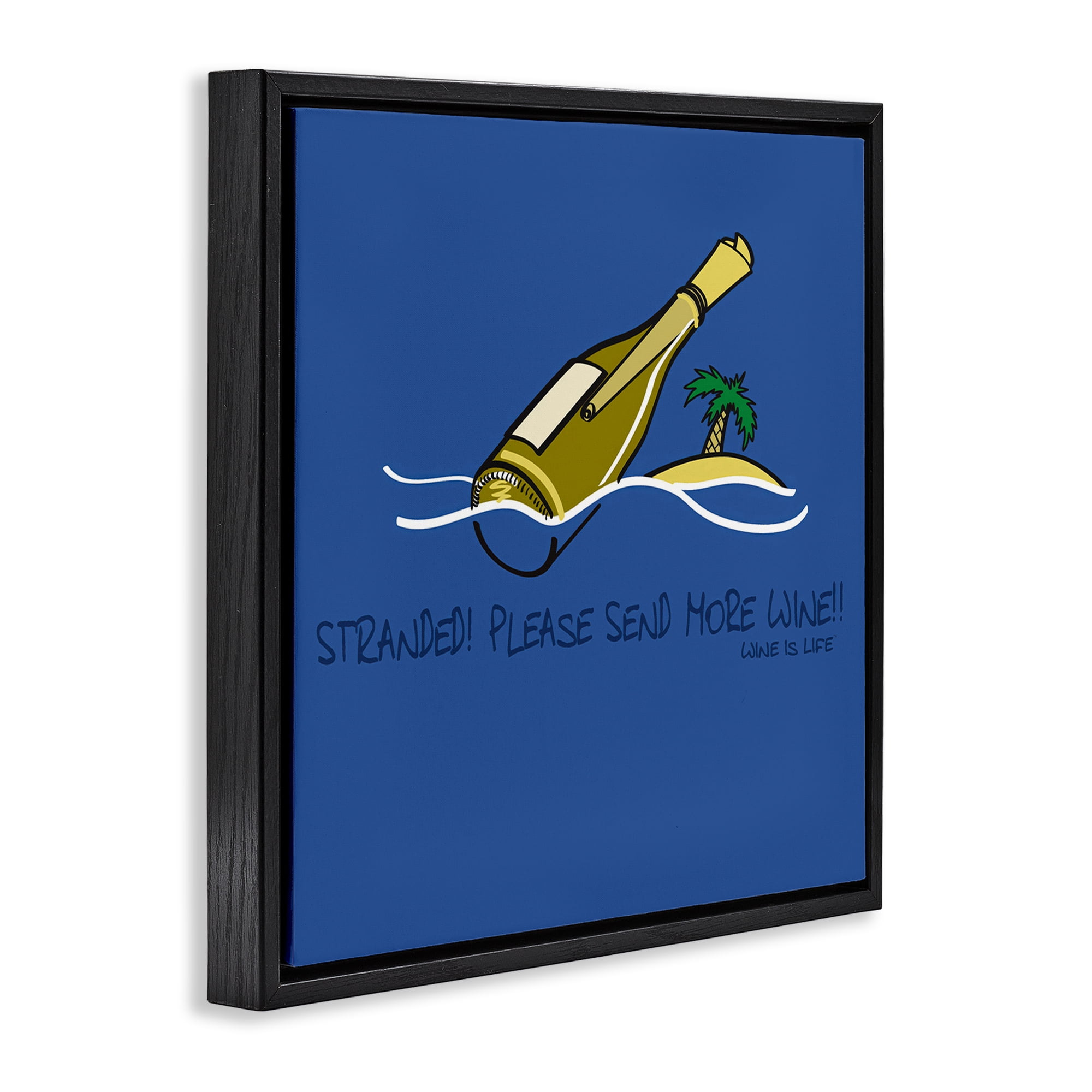 Stupell Industries Stranded Send More Wine Food & Beverage Painting Black Floater Framed Canvas Art Print Wall Art, 18 x 18