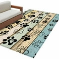 thumbnail image 2 of 4x6Ft Area Rugs Teal Brown Paw Prints Non-Skid Rubber Backing Large Rectangle Rugs - Living Room Bedroom Home Office, Vintage Farmhouse Wooden Grain Indoor Floor Mat Carpets Washable Rug, 2 of 9