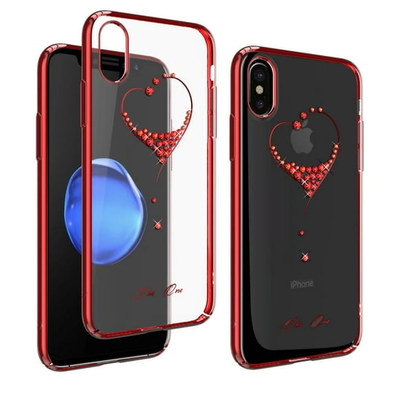 Kingxbar for iPhone X Case,Fashion Clear SWAROVSKI Crystal 1mm Slim Hard Cover