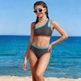 thumbnail image 2 of OSOLU Girls Swimsuit Two Piece One Shoulder Bikini Bathing Suit Set Color Block Padded Swimwear For Kids Teens 7-16Y Soft Beachwear, 2 of 6