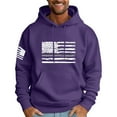 thumbnail image 3 of Men's Flag Print Oversized Hooded Sweatshirt, Long Sleeve Loose Fit Fleece Pullover for Casual Wear, Patriotic Style,Purple,2XL, 3 of 5