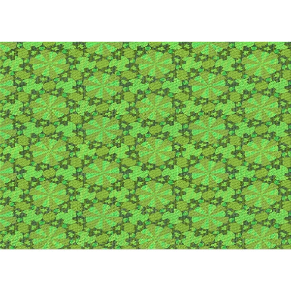 Ahgly Company Indoor Rectangle Patterned Bright Green Area Rugs, 5' x 7'