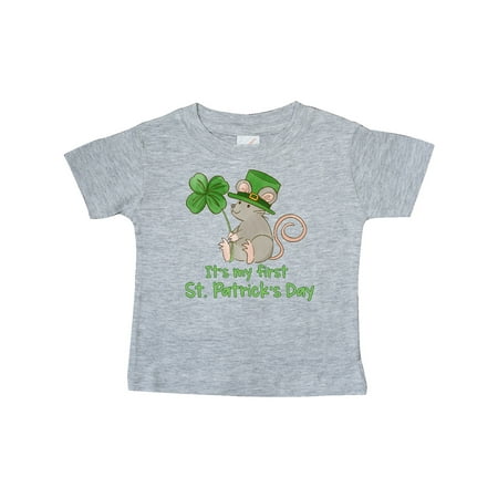 

Inktastic It s My 1st St. Patrick s Day Cute Mouse with Clover Gift Baby Boy or Baby Girl T-Shirt