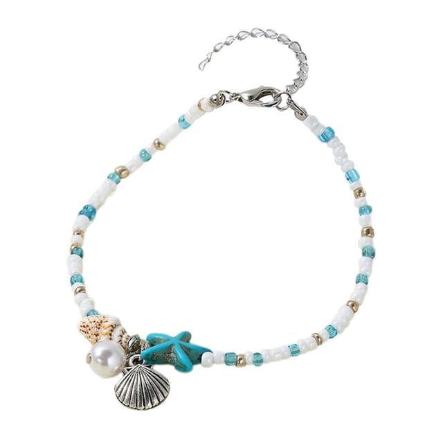 Pulsera bohemia de conchas y cuentas de estrella de mar, accesorio de verano para la playa con materiales naturales, joyería para la playa