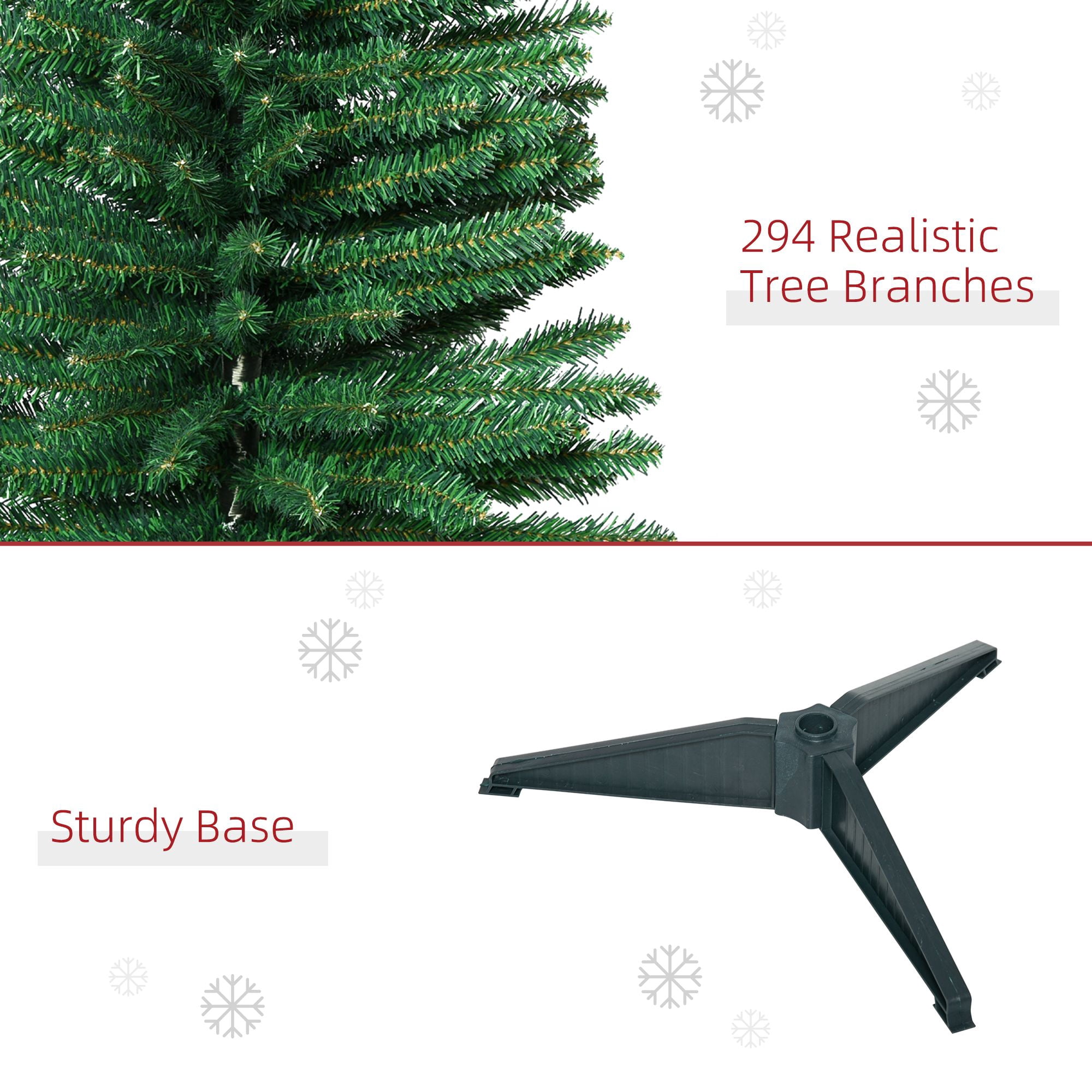 Alvantor Christmas Tree Unlit Pencil with 294 Tips, Slim Holiday Decor 19.75"x19.75"x60" 5ft Green
