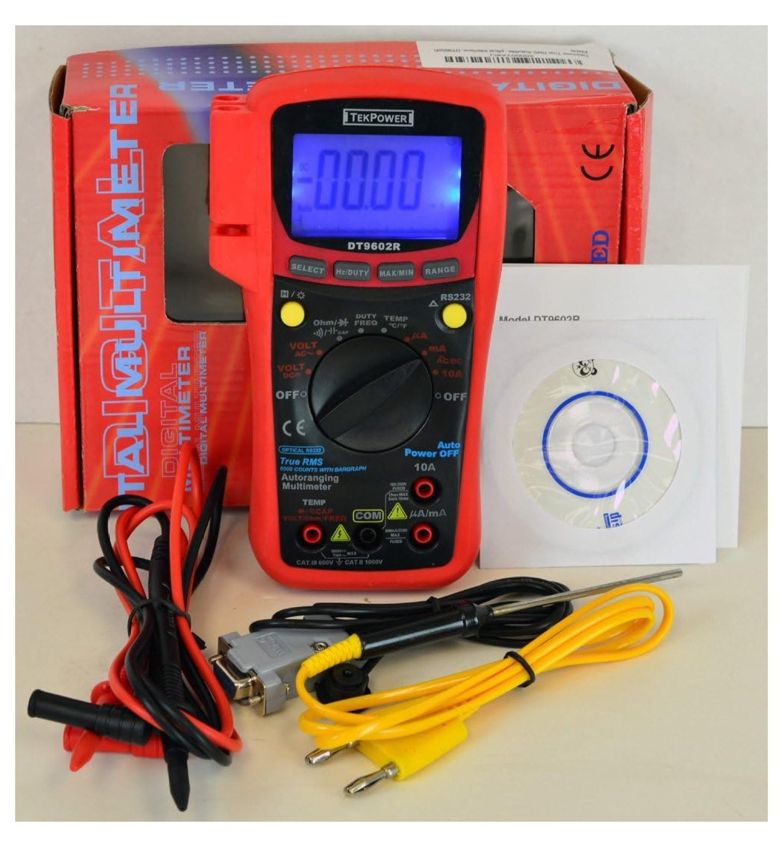 DT9602R True RMS Auto/Manual Digital Multimeter with RS232 Optical Interface, Computer