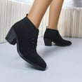 thumbnail image 6 of Black Ladies Fashion Winter Short Boots With British Inspired Design And Round Toe For Daily Wear, 6 of 9