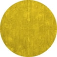thumbnail image 1 of Ahgly Company Machine Washable Indoor Round Abstract Yellow Contemporary Area Rugs, 4' Round, 1 of 4