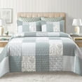 thumbnail image 1 of Soul & Lane Memory Lane 3-Piece Cotton Quilt Set - Queen Size with 2 Shams, Sage Green Patchwork Quilted Comforter, Lightweight Country Pieced Bedspread, Neutral Modern Farmhouse Bedding, 1 of 4