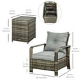 thumbnail image 3 of Outsunny Patio Bistro Set PE Rattan Garden Sofa Set 3 Pieces Grey, 3 of 10