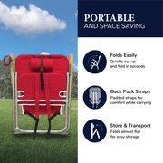 Caribbean Joe 4 Position Folding Beach Chair 300lb Capacity Backpack Straps