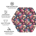 thumbnail image 3 of Honeii Skull Blue Flower print Leather Coaster Set of 4, ideal for safeguarding your furniture from drinks spills and effortless cleanup-Hexagon, 3 of 6