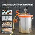 thumbnail image 2 of KFFKFF 5 Gallon Vacuum Chamber, Enhanced Tempered Glass Lid Vacuum Degassing Chamber, 304 Stainless Steel Chamber, for Wood Stabilization, Resin Degassing, Silicone Degassing and Plaster Degassing, 2 of 9