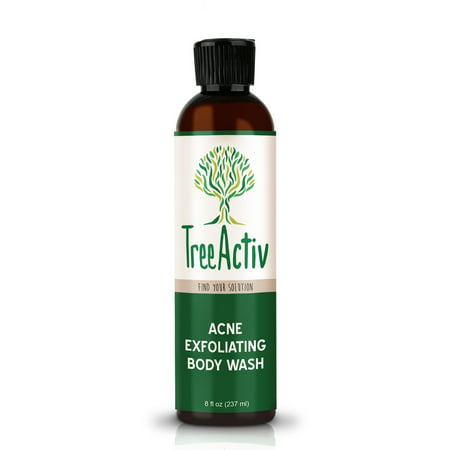TreeActiv Acne Exfoliating Body Wash | Natural Treatment for Back, Chest, Shoulder and Butt Acne Removal | Men, Women, Teens | Sulfur | Calamine | Castile Soap | Tea Tree Oil | Skin Care | 8 fl