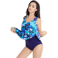 thumbnail image 6 of BIMEI One Piece Mastectomy Swimsuits for Women Pocketed Bathing Suits Floral Print Tummy Control Plus Size Beach Swimwear with Briefs 991,Blue,L, 6 of 10