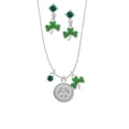thumbnail image 1 of Delight Jewelry Silvertone Disc with Crystal Peace Sign Green Shamrock Necklace and Clover Earrings Jewelry Set, 1 of 5
