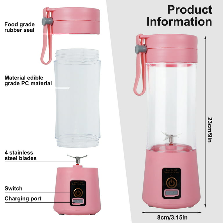 Portable USB Rechargeable Electric Juicer / Blender - 380ml Shaker Cup 4  Blade/