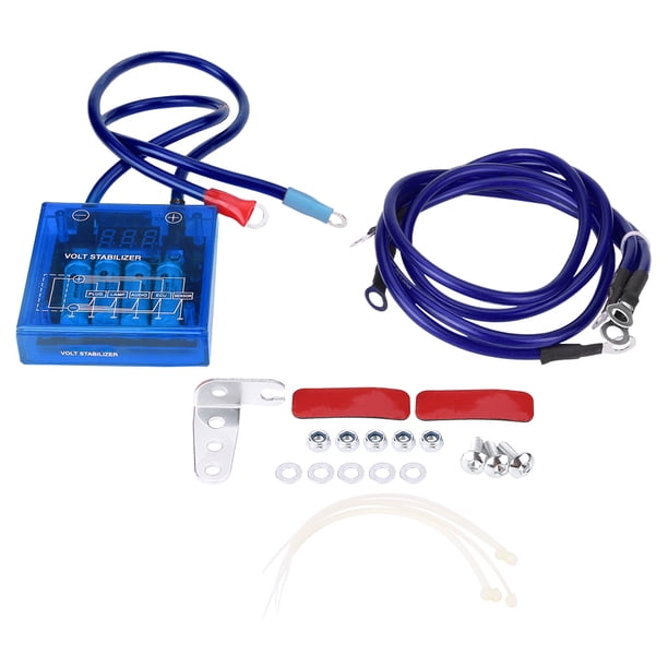 Regulador de estabilizador de voltaje de ahorro de combustible para automóvil, kit de regulador de estabilizador de voltaje de ahorro de combustible universal con 3 cables de conexión(negro)