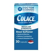 Colace Docusate Sodium Stool Softener 100 mg Capsules 30 Count (Pack of 5)