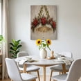 thumbnail image 6 of Canvas Wall Art Christmas Canvas Art Print Vintage Crystal Chandelier Red Poinsettia Holly Berry Pictures Wall Decor for Living Room Bedroom Artwork Decorations Stretched Framed Ready to Hang 12"x18", 6 of 9