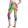 thumbnail image 2 of HELLHERO Tie Dye Printed Capri Leggings High Waisted Yoga Pants for Women Athletic Yoga Capris Breathable Workout Leggings with Pockets, XL, 2 of 7