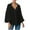 Black, variant on Womens Loose Trendy Tops Solid Color Flared Sleeve V Neck Blouse Shirt Casual Flowy Tunic